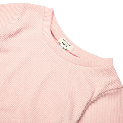 Mini girls pink ribbed t-shirt